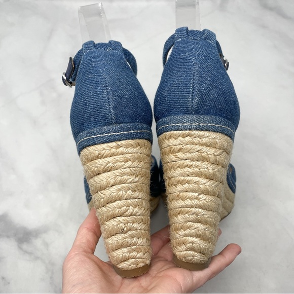 L.K. Bennett Litya Denim Jean Platform Espadrille Wedge Sandal Heels Bohemian 38 - Picture 8 of 13
